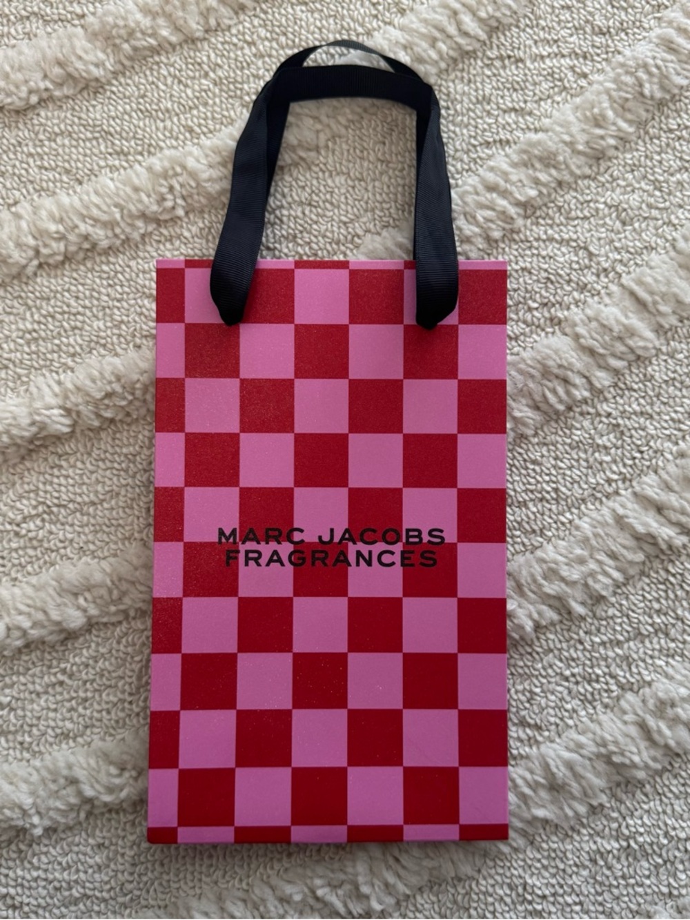 Marc Jacobs Fragrances Gift Bag Pink And Red Checkers Sparkles 9x5x4
